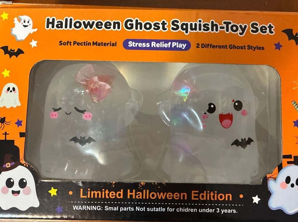 2pc Set of Halloween Vaseline Moldable Ghost Squishys w Diamonds/Gems Inside